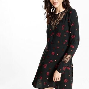 Express Black and Red Floral Dress